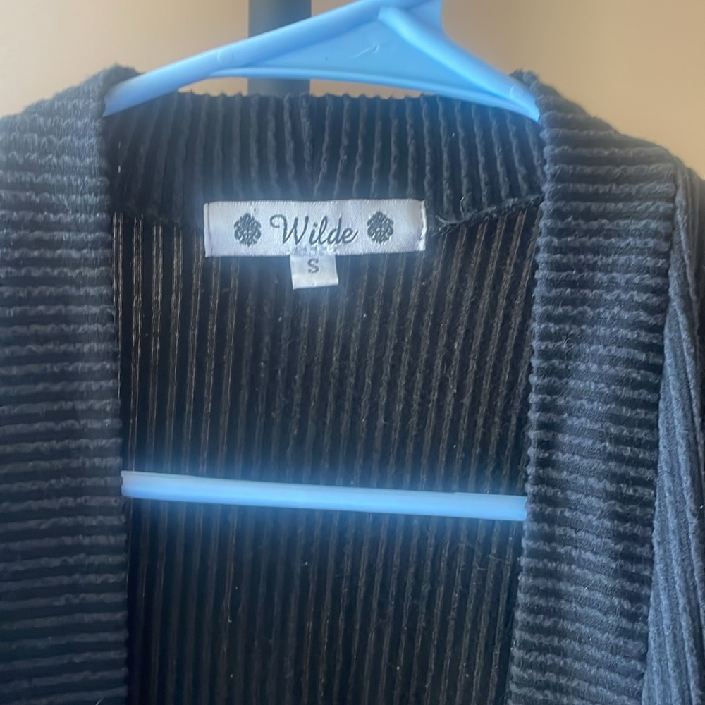 Black Ribbed Open Cardigan - Picture 2 of 2